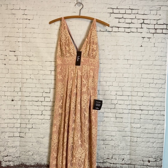 Lulu’s NWT Stolen Moments Dusty Pink Blush Lace Plus Size Maxi Dress 1X Hoco - Picture 8 of 16